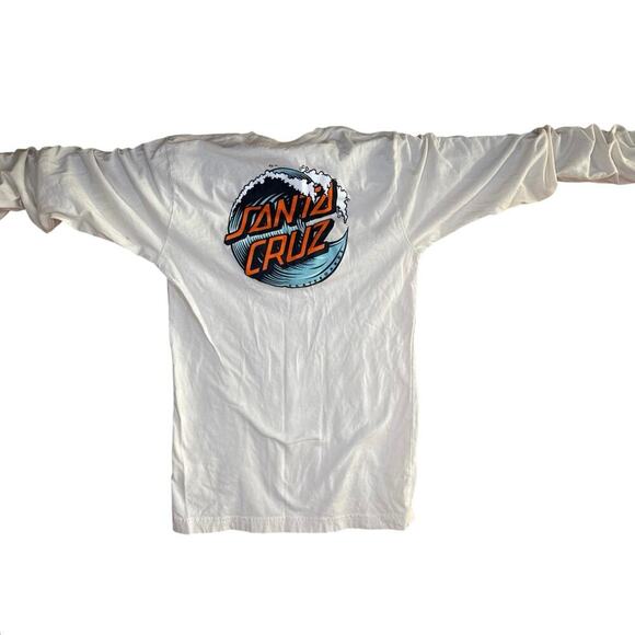 Classic Santa Cruz Long Sleeve Tee | Off-White | Men's S | Wave Logo Back - Picture 1 of 5